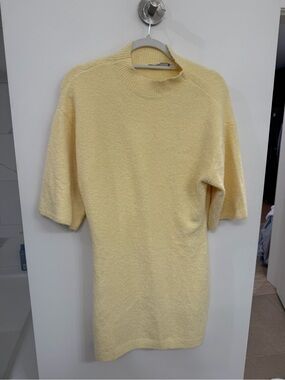 Abercrombie & Fitch Women's Boucle Mini Sweater Dress in Butter Yellow